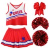 ReliBeauty Cheerleader Costume Children's Dress with Pompoms and Headpiece, Red,