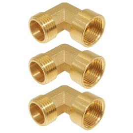 Joywayus 3/4" NPT Male x 3/4" NPT Female 90-Degree Elbow Pipe Fitting Forged Brass Right Angle (Pack of 3)