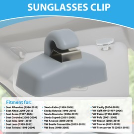 FunWorth 4pcs Sun Visor Bracket, Hook Clips Compatible with VW Golf Mk4, Caddy, Passat, Touran, T5 & Seat/Skoda (3B0857561B) - Easy to Fit, OEM Quality, Grey