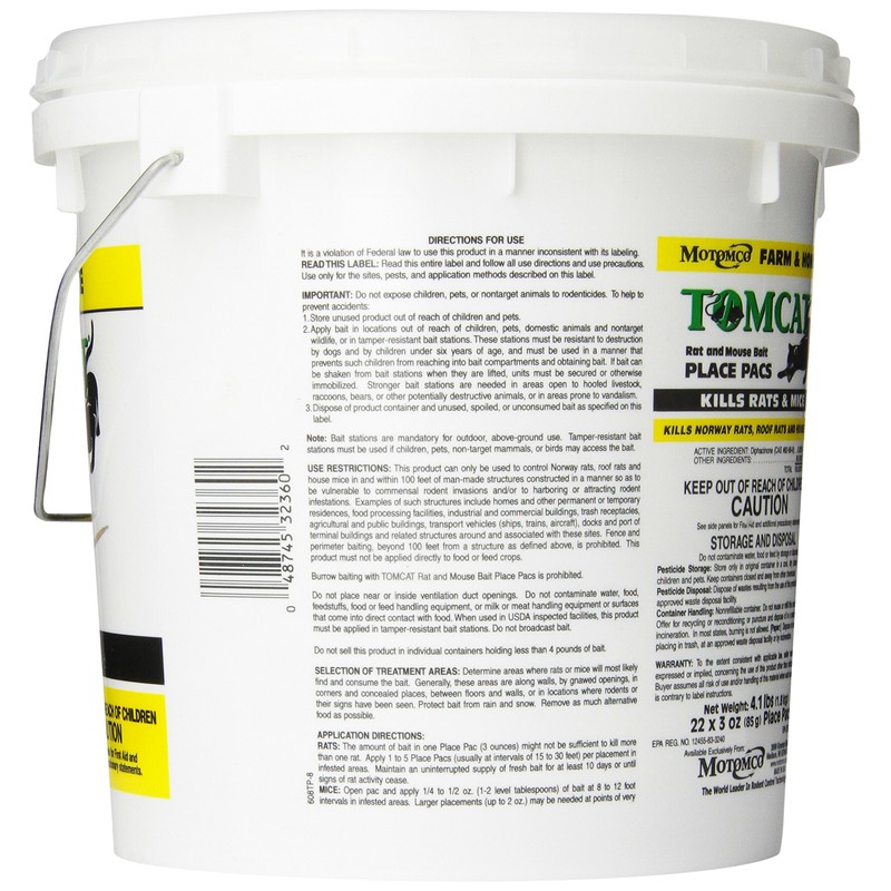 MOTOMCO Tomcat Mouse and Rat Pack/Pail, 3-Ounce, 22 Count Pail