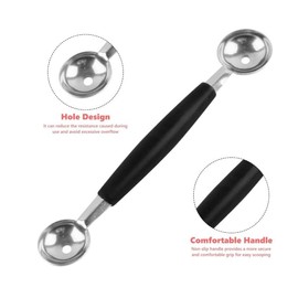 1Pc Black Double-Sided Fruit Melon Baller Spoon 2 in 1 Stainless Steel Melon Ballers Melon Scoop for Watermelon Cantaloupe Icecream Ball,18cm,Fruit and Vegetable Tools,Melon Ballers,Kitchen and Dining