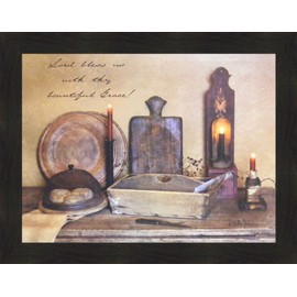 Home Cabin Décor Bountiful Grace by Billy Jacobs 22x28 Lord Bless Us Candles Primitive Kitchen Folk Art Photography Framed Print Picture