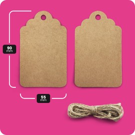 Netuno 12 x Kraft Paper Gift Tags Rectangle Price Labels with String Price Tags Kraft Paper Labels Kraft Tags for Labelling Tags Kraft Paper Vintage for Wedding Christmas