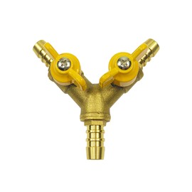 Da by Hose Barb Ball Valve 3/8" Brass Connector Y Shaped 2 Switch 3 Way Connector (for Hose ID 10mm-11mm)