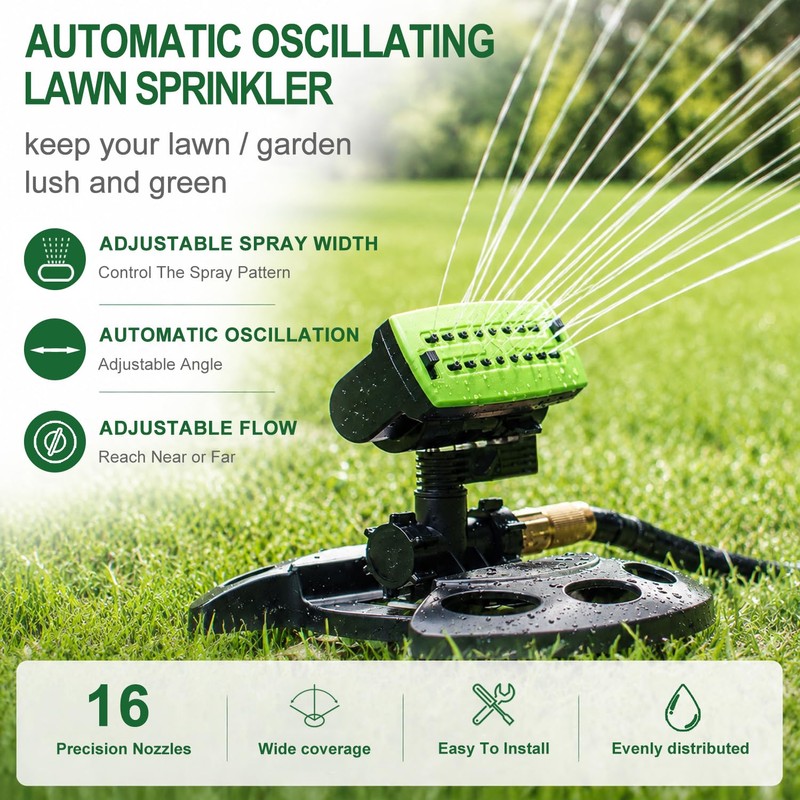HOSUN Oscillating Lawn Sprinkler, Adjustable Garden Water Sprinkler for Yard,