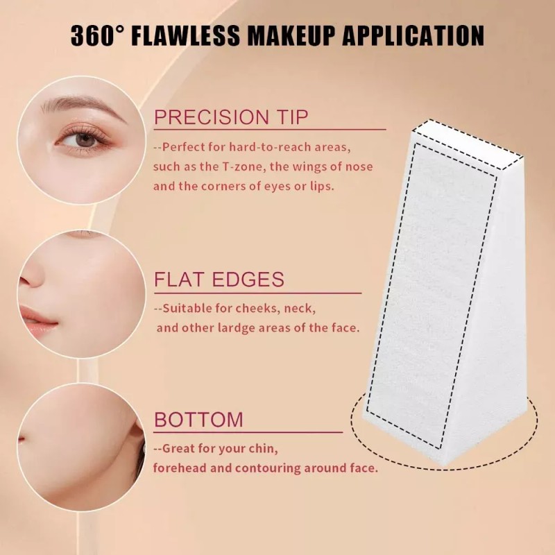 Jun Nook Esponja Triangular Maquillaje Tipo Quesitos Pack 100 Piezas