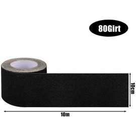 ASelected Heavy Duty Anti Slip Tape 10 M x 10 Cm Grip Tape High Traction for Steps Safety Non Slip Strips for Stair Treads Outdoor, Indoor, 80 Grit, Black