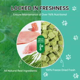 yizeril Cat Grass Treats Granules - Natural Freeze Dried Cat Snack for Cat Chew Teeth Cleaning and Hairball Removal Edible（80g）