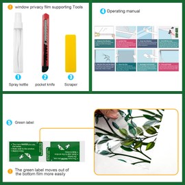 Countewol Window Privacy Film Stain Glass Window Film Rainbow Window Film Window clings Non-Adhesive Reusable Decorative for Room (Leaf Rainbow, 45.2 x 157.4 in)