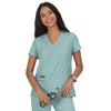 KOI Basics Becca Women's 4-Pocket Stretch Scrub Top Heather Sage