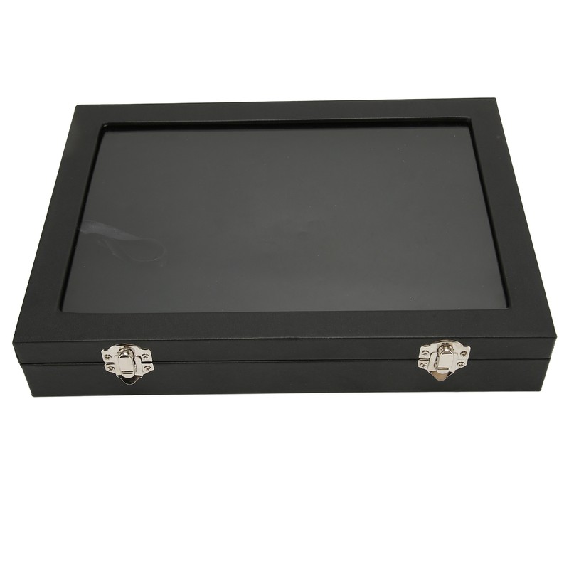 Pin Display Case Dustproof Transparent Glass Lid Badge Storage Box
