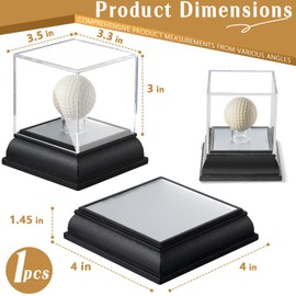GYaozii Golf Ball Display Case with Light, UV Protected Clear Acrylic Cube with Wood Base, Sports Memorabilia Display Holder for Single Ball Souvenir Golf Ball Collections