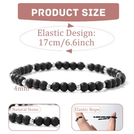 Uwiyo Genuine Natural Stone Bracelet for Women, 4 mm Pearl Bracelet with Silver Pearl, Elastic Gemstone Bracelet, Ball Bracelet for Women, Girls, Gift for Birthday, Mother's Day, Christmas, Stone, No