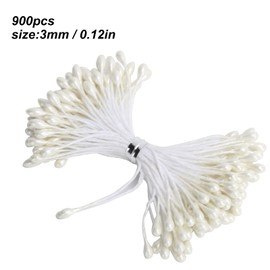 QANYEGN 900Pcs Flower Stamen, Double Heads Artificial Pearl Flower Stamen, Pistil Hand Made Artificial Flower for Christmas Card Wedding Decorations (3mm)