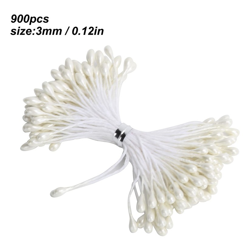 QANYEGN 900Pcs Flower Stamen, Double Heads Artificial Pearl Flower Stamen,