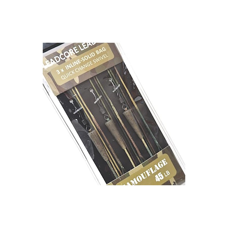 TJR Tackle Camo Solid Bag Inline Leadcore Leaders QC Swivel