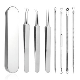 Blackhead Remover Tool, 7 Pcs Blackhead Remover Tweezers Kit with Case, Precision Blackhead Pimple Extractor, Stainless Steel Blackhead Tweezers for Blackhead, Whitehead Popping, Zit Removing
