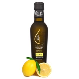 Organic Lemon Infused Extra Virgin Olive Oil – 8.45 oz French Glass Bottle | Single Origin Ultra Premium Gourmet Cooking Oil, Heart Healthy & Natural Flavor