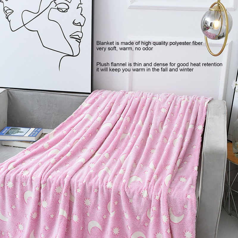 1.5x2m Luminous Blanket Double Side Flannel Star Moon Design Soft