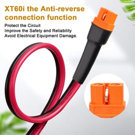MOOKEERF XT60i to O Ring Terminal Cable 12 AWG 5FT XT60i Female to O Ring Connector XT60i-F Extension Cable for Portable Power Station Solar Generator