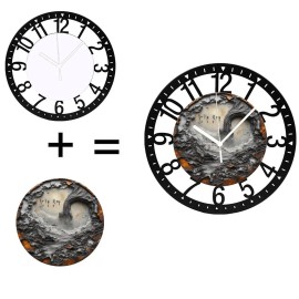 25cm Circular Iron Wall Clock with a Fern Frond Unfurling Designsheet size: 10 inch, color: Black