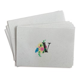 Sugartown Greetings Floral Monogram Note Cards - 24 Stationery Note Cards with Envelopes (Letter V)