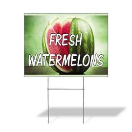 Weatherproof Yard Sign Fresh Watermelons Advertising Printing F Green Lawn Garden Fruits 18x12 Inches 2 Sides Print