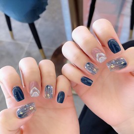 Domiya Nail Tips, 24 Pieces, Short, Summer, Popular, Japanese Style, Cute, Simple, Stylish, Coming-of-Age Ceremonies, School Entrance Ceremonies, Graduation Ceremonies, Weddings, Parties, Brides Nails
