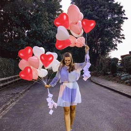 YGBMLU Heart Shape Latex Balloons for Valentines Day,Propose Marriage,Wedding Party(White+Red +pink)3 Style,12 Inch