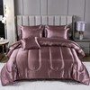 Satin Comforter Set with Sheet Set King Silk Like Satin