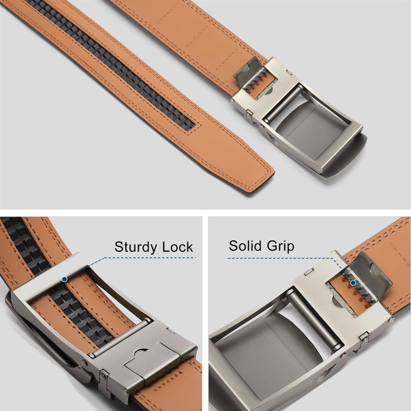 SENDEFN Men's Leather Belt, Ratchet Automatic Buckle for Men, Business