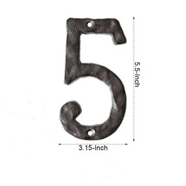 Cast Iron Metal House Numbers 5.5" Heavy Duty Embossed House Address Numbers 0 to 9 Indoor Outdoor DIY Projects Hanging Wall Sign Letters Decor