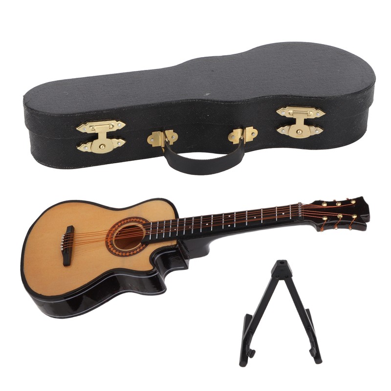Minature Guitar Model Wooden Mini Musical Instrument Guitar Replica with