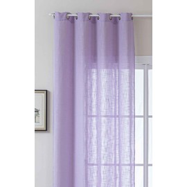 Seoul 2024110 Curtain Eyelets Coarse Fibre H x W 245 x 140 cm Lilac Eyelets Linen Look Structure Plain Semi-Transparent Opaque
