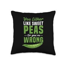 Sweet Peas Vegetarian Seed Pod Sweet Peas Funny Gardener Throw Pillow