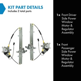 TRQ Front Power Power Window Regulator & Motor Assembly Set Compatible with 1991-1994 Nissan Sentra
