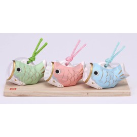 Yakusigama 5782 Nishiki Koi Streamer Set, Earth Bell and Tri-Color, Festival, Auspicious Item, Celebration, Figurine, Interior