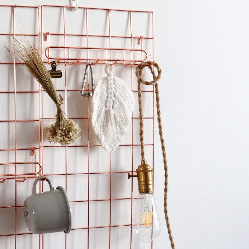 FRIADE Rose Gold Grid Hooks Rack for Wall Grid Panel,Hanging