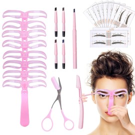 KHDULQ Augenbrauen Schablone Set,Augenbrauenschablonen Damen-Augenbrauen Schablonen für Frauen-Augenbrauenschere-Eyebrow Pencil-Symmetrische Augenbrauen-Wiederverwendbar-für Anfänger Schablon