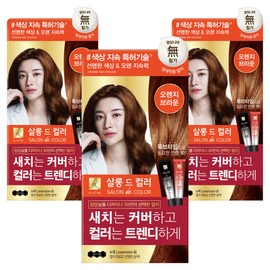 Elastine Salon de Color & Gray Hair Dyeing Cream, Orange Brown, 3 pieces / 엘라스틴 살롱 드 컬러 앤 새치 염색 크림, 오렌지브라운, 3개