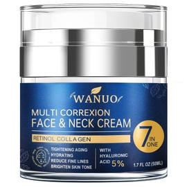 WANUO Retinol Cream for Face, Face Moisturizer, Neck Creams for Tightening and Firming with Collagen & Hyaluronic Acid, Daily Anti-Aging Face Cream for Women, Smooth Wrinkles & Fine Lines, 1.7 Fl Oz