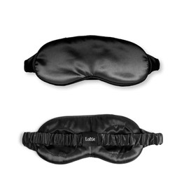 Loftie Silky Sleep Eye Mask - Light Blocking Sleep Mask - Silky, Soft, Elastic Band Eye Mask for Sleep - Eye Covers for Sleeping - Low Tension Eye Cups, Luxury Dust Bag - Gift for Men, Women (Black)