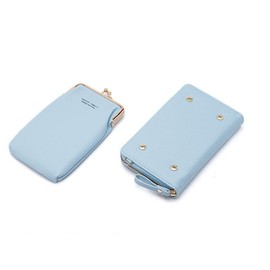 Small Crossbody Phone Bag for Women Cell Phone Purse Wallet Kiss Lock Cute Shoulder Bag with Credit Card Slots (Blue) CC096