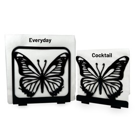 Napkin Holder for table, 2-Pack set, perfect for everyday and cocktail paper napkins, perfect for Kitchen, Restaurant, Farmhouse, Dinner, Outdoor, Birthday Party and celebration. (2, Butterfly Black)