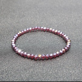 EUMENIDES Natural Diamond Gemstone Bracelet, 4 mm Natural Stone Bracelet for Women, 5 mm 925 Silver, Elastic Cord, Crystal, Crystal