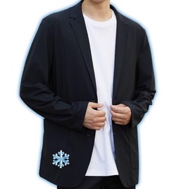 VICALLED Tailored Jacket, Men's, Summer Clothes, Cooling Jacket, UV Protection, Breathable, Sweat Absorbent, Quick Drying, Stretch, Wrinkle Resistant, Business, Black, 3XL