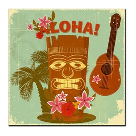 2 x Aloha Hawaii Tiki Stick Sticker Car Van Caravan Glass # 4025