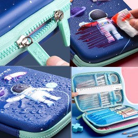 Pencil Case with Large Stationery Box, Pencil Bag with Zips, Portable Pencil Case Organiser, 3 Compartments, Suitable Adult Pencil Case for School & Office, Teen Gift, pink, Unicorn (Pink)