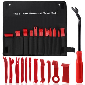 Tanstic 13Pcs Auto Trim Removal Tool Kit, Plastic No-Scratch Pry Tool Kit, Car Interior Trim Removal Tools, Fastener Remover, Car Door Panel Removal Tool with Storage Bag for Car Audio Radio (Red)