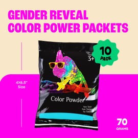 Chameleon Colors Gender Reveal Powder, Blue and Pink Color Powder, 70 Gram Individual Packets (5 Per Color), Pack of 10